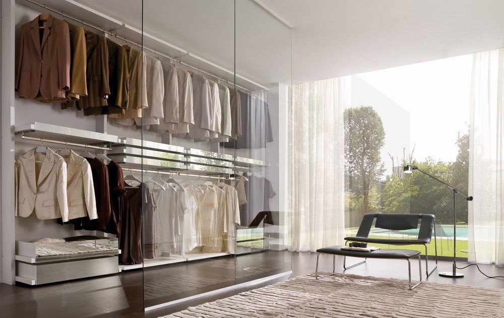 Cabina armadio Minimal in laccato bianco e specchi