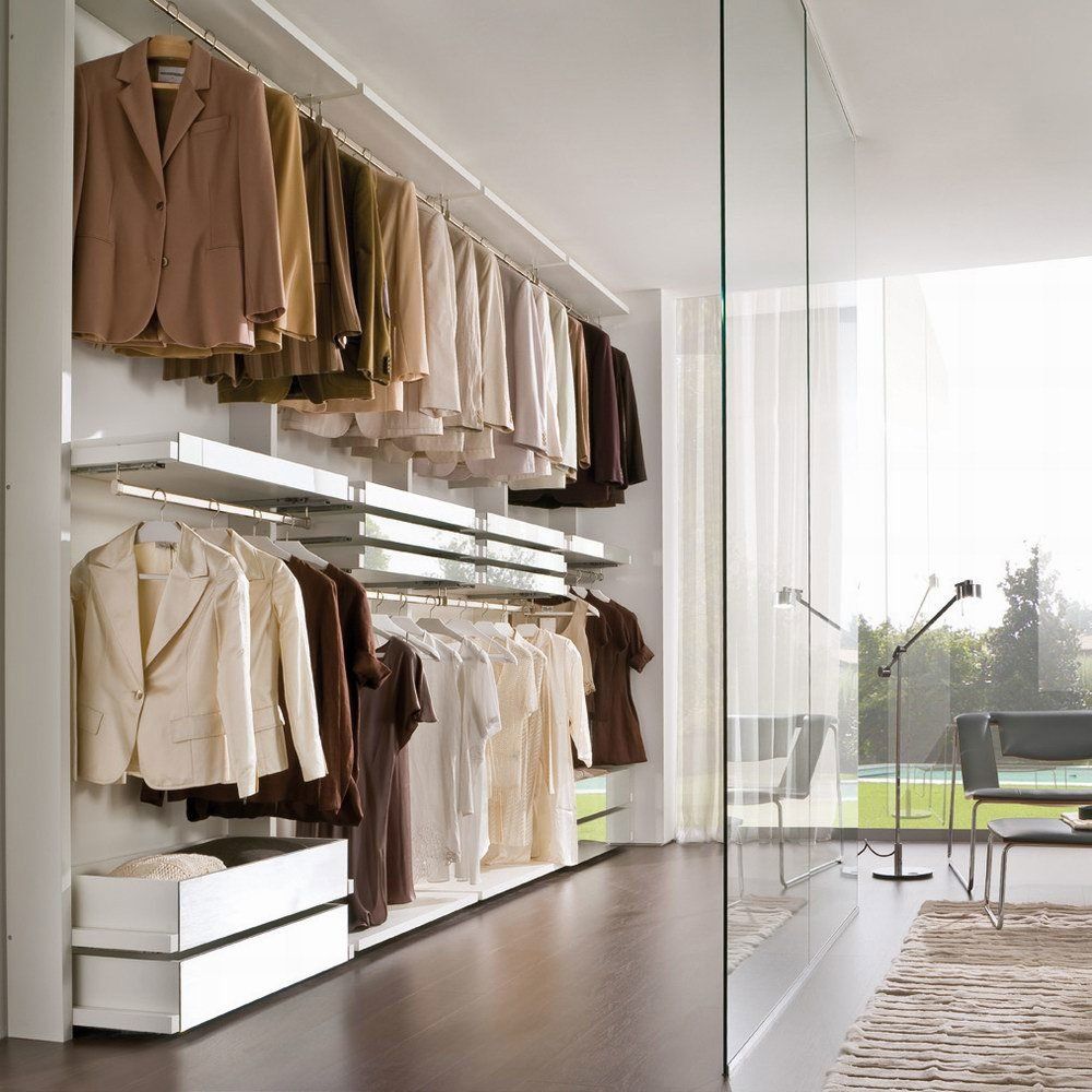 Cabina armadio Minimal in laccato bianco e specchi