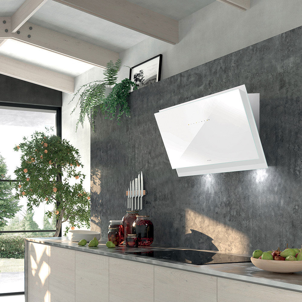 Cappa Black tie - versione in vetro bianco