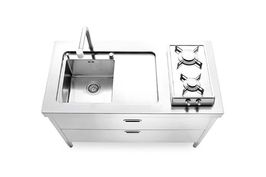 Cucina 130 - isola lavaggio e cottura