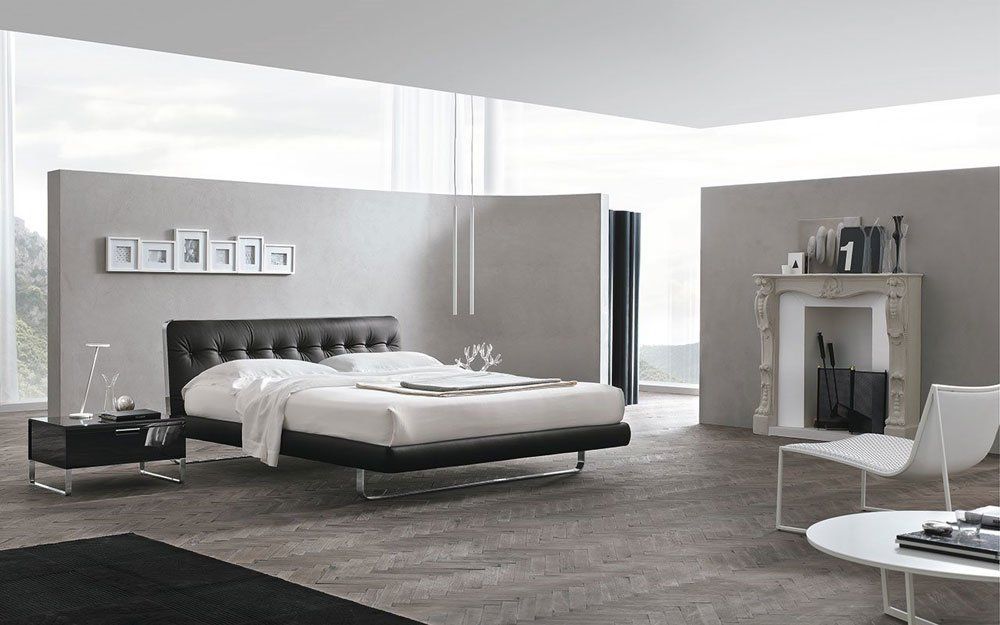 Letto Blade/A - versione con testiera alta e cornice laccata