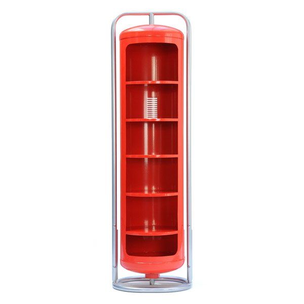 Shelving Units Bookcase Cylindres By Tolix, Red Metal Glass Shelves