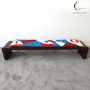Panca con cuscino in pelle patchwork photo 0
