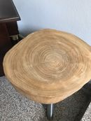 TAVOLINO LEGNO MASSELLO QUERCIA C/GAMBA INOX SATINATA photo 2