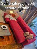 Divano tessuto rosso reclinabile sedute estraibili photo 2