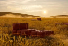 Haybale Lounge Chair with Footstool