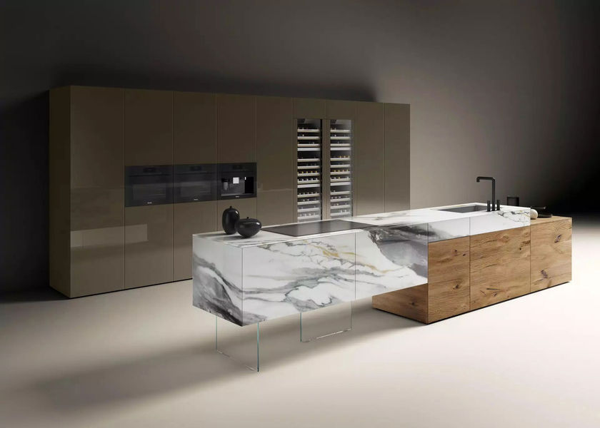 Cucina con isola 36e8 marble xglass - Lago - Fattorini Design