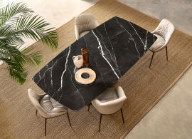 Tavolo Tower Ceramica Calacatta Black Lucido