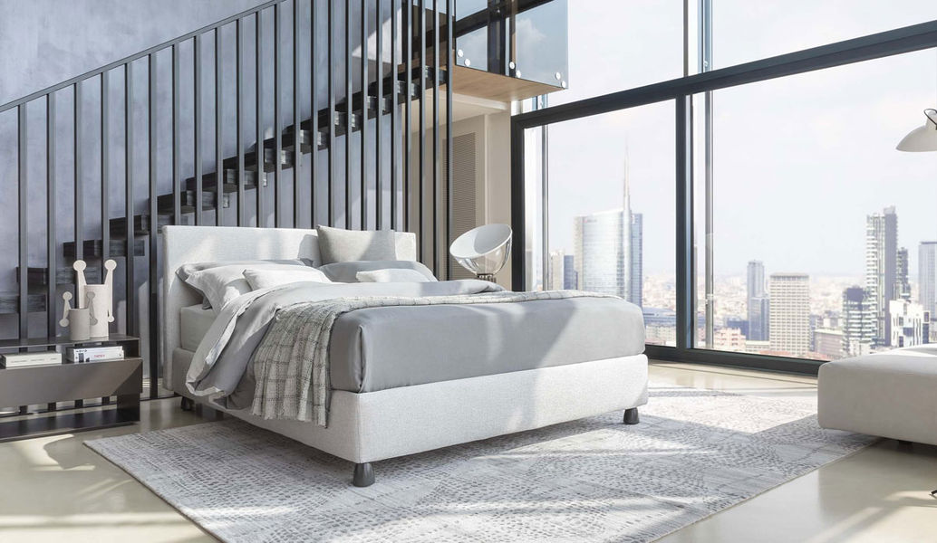 Letto matrimoniale Flou Notturno 2 testata alta con Base Confort a molle  traspiranti a Milano - Sconto 56%