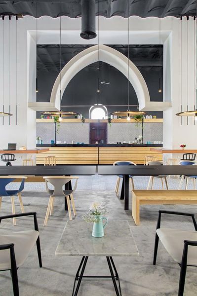 Nym barstool, Fox chair, Arki table + Malmö armchair and Lunar side table