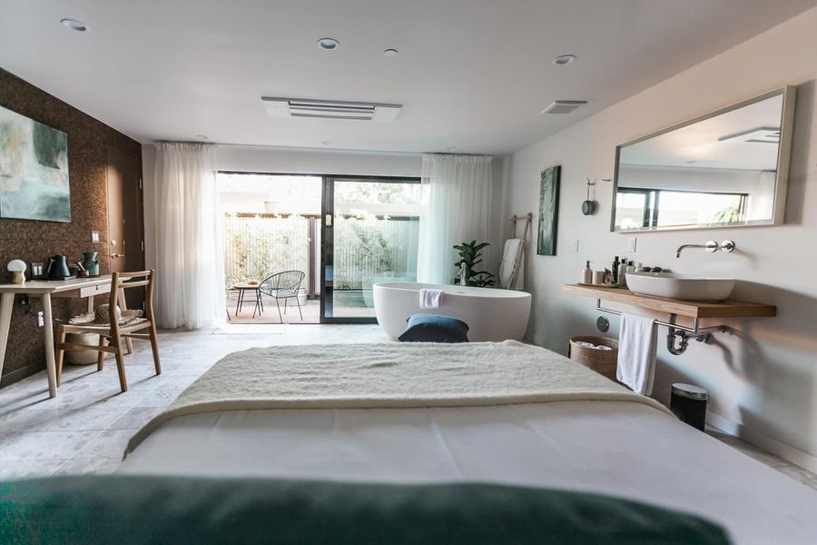 Bedroom and bathroom