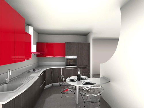 CUCINA MODERNA IN SPAZIO COMPLESSO